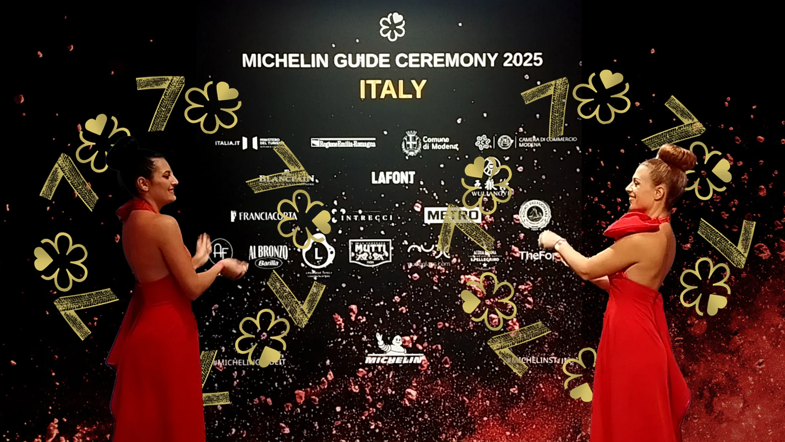 Performance luminosa di Lumen Invoco per celebrare i 70 anni della Guida Michelin durante l'anniversario aziendale.